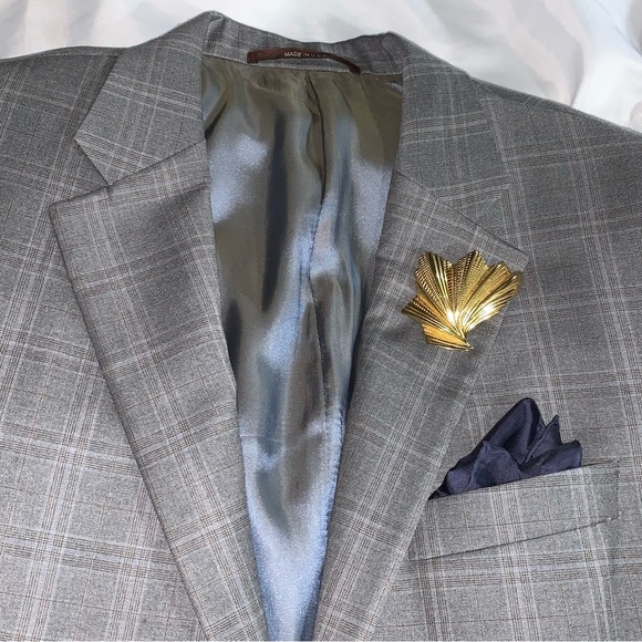 CHRISTIAN DIOR 14k gold plated STYLIZED FAN pin back BROOCH - Picture 8 of 8